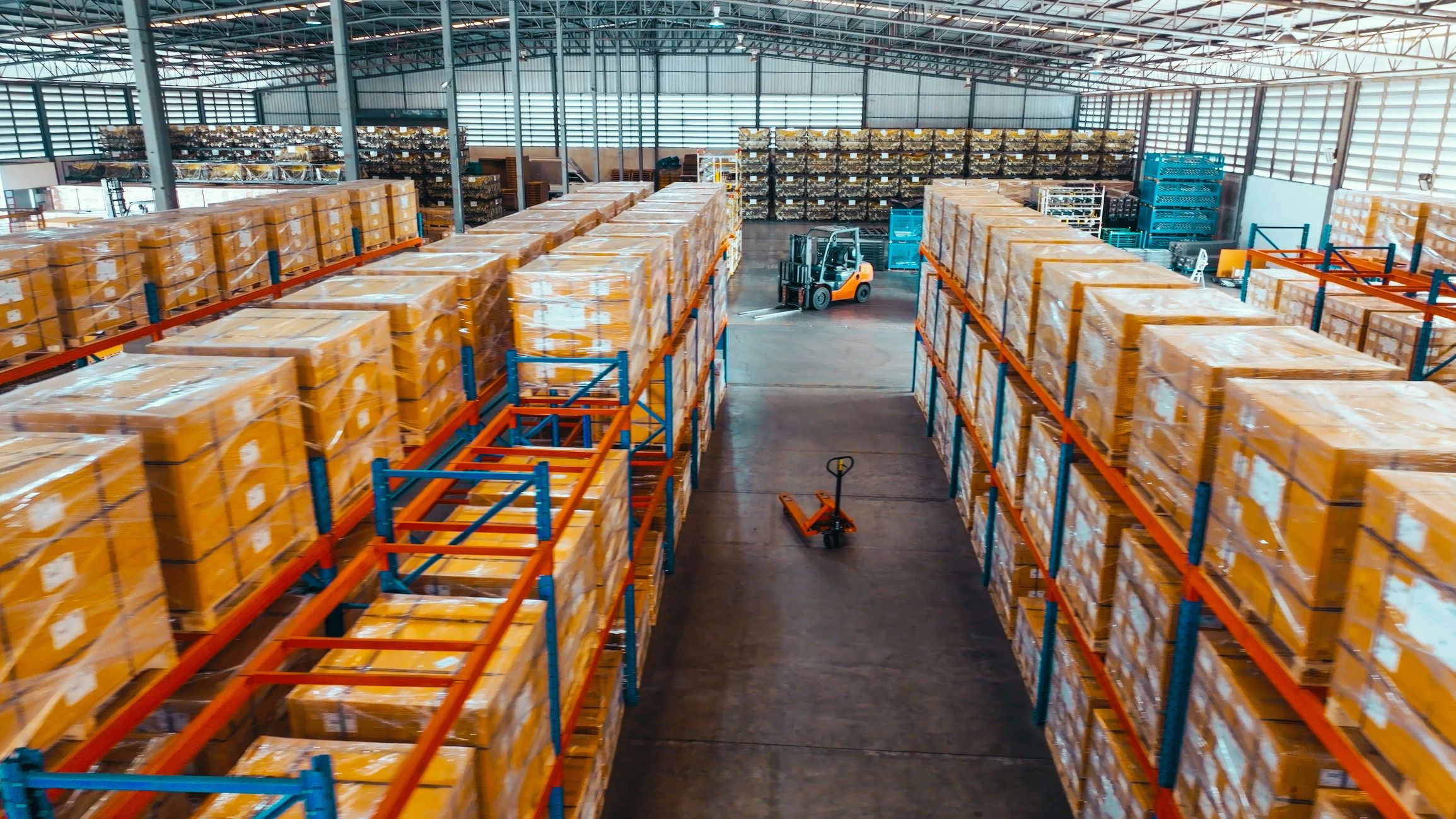 Warehouse shelves organized for ecommerce fulfillment